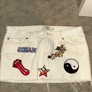 American Eagle Outfitters White Embellished Mini Skirt